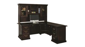 L Shaped Desks Office Source 72in x 80in Double Pedestal Wood Veneer L-Desk with Hutch