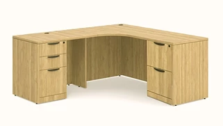 L Shaped Desks Office Source 72in x 78in Double Pedestal L-Desk with Corner Extention