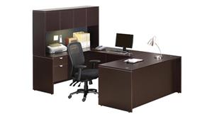 U Shaped Desks Office Source 71" x 102" Single Hanging Pedestal U-Desk with Hutch
