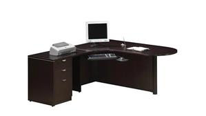 L Shaped Desks Office Source 71" x 84" Bullet L Shaped Single Pedestal Curved Corner Desk