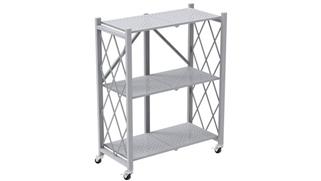 Bookcases Office Source Mobile Folding Metal Bookcase with 3 Shelves