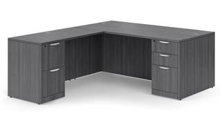 L Shaped Desks Office Source 66" x 77" Double Pedestal L-Shaped Desk