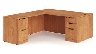 L Shaped Desks Office Source 60" x 77" Double Pedestal L-Shaped Desk