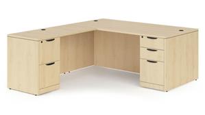 L Shaped Desks Office Source 72in x 77in Double Pedestal L-Shaped Desk