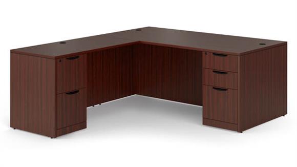 L Shaped Desks Office Source 71" x 71" Double Pedestal L Shaped Desk
