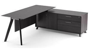 L Shaped Desks Office Source 82" x 63" L Shaped Desk with Sliding Door and Drawer Storage
