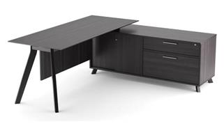 L Shaped Desks Office Source 82in x 63in L Shaped Desk with Sliding Door Storage