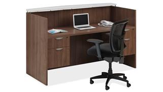 Reception Desks Office Source Double Hanging Pedestal Reception Desk with Glass Counter