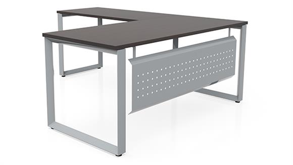 60in x 66in Beveled Loop Leg L-Desk with Modesty Panel