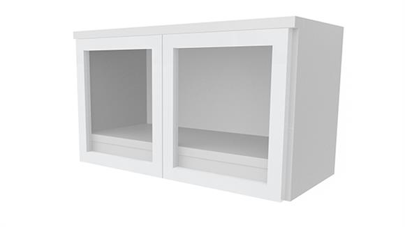 36in Wall Mount Hutch with Silver Framed Glass Doors