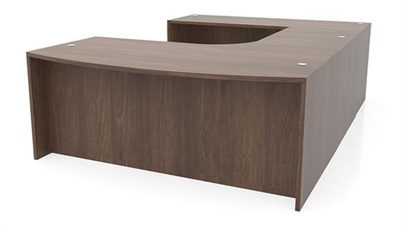 72in x 107in Curved Bow Front U-Desk