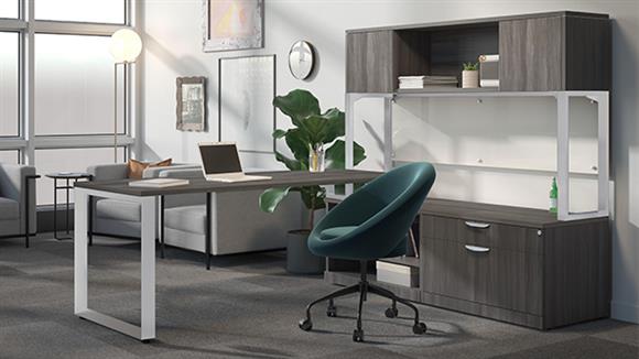 72in x 72in Loop Leg Low Wall L-Desk with Hutch