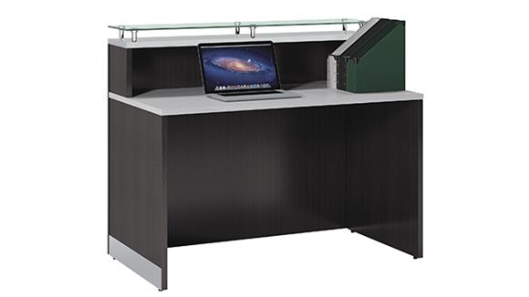 48in Straight Reception Desk with Glass Counter