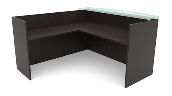 72in x 72in L-Shaped Reception Desk Only with Glass Transaction Counter