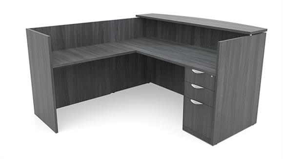 72in x 72in L-Shaped Reception Desk with Single Pedestal Laminate Transaction Counter
