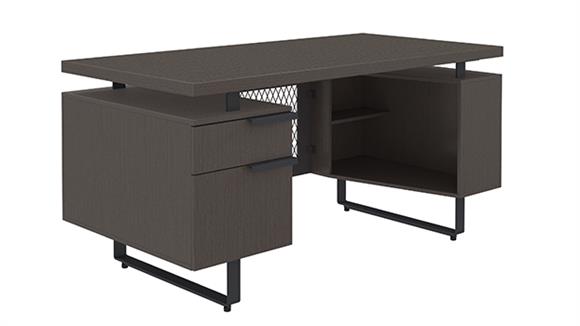 60in x 30in Single Pedestal Desk with Open Storage