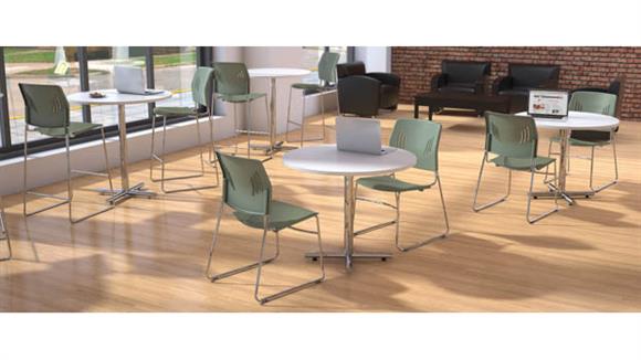 36in Round Cafeteria Table with Silver Base