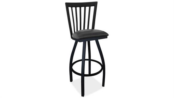 Cafe Height High Back Wood Chair with Cushioned Seat