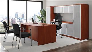 Workstations & Cubicles Office Source Furniture Bow Front Desk with Storage