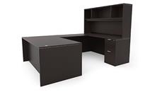 U Shaped Desks Office Source Furniture 71" x 102" Double Pedestal U-Desk with Open Hutch (71"x36" Desk, 42"x24" Bridge)