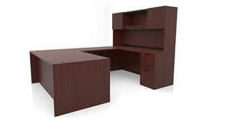 U Shaped Desks Office Source Furniture 72in x 102in Double Pedestal U-Desk with Door Hutch 