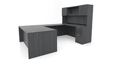 U Shaped Desks Office Source Furniture 71" x 107" Double Pedestal U-Desk with Door Hutch (71"x36" Desk, 47"x24" Bridge)