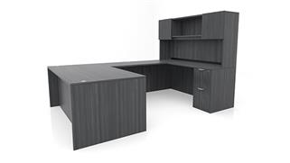 U Shaped Desks Office Source Furniture 72in x 107in Double Pedestal U-Desk with Door Hutch