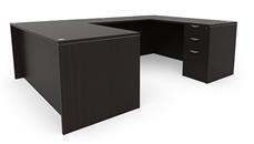 U Shaped Desks Office Source Furniture 66in x 96in Double Pedestal U-Desk (66inx30in Desk, 42inx24in Bridge)