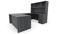 U Shaped Desks Office Source Furniture 72in x 96in Double Pedestal U-Desk with Open Hutch (72inx30in Desk, 42inx24in Bridge)
