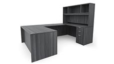 U Shaped Desks Office Source Furniture 60" x 101" Double Pedestal U-Desk with Open Hutch (60"x30" Desk, 47"x24" Bridge)