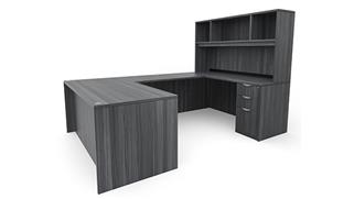 U Shaped Desks Office Source Furniture 60in x 101in Double Pedestal U-Desk with Open Hutch