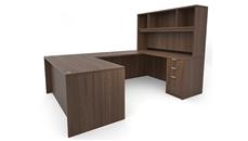 U Shaped Desks Office Source Furniture 66" x 101" Double Pedestal U-Desk with Open Hutch (66"x30" Desk, 47"x24" Bridge)