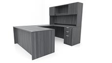 U Shaped Desks Office Source Furniture 60" x 89" Double Pedestal U-Desk with Door Hutch (60"x30" Desk, 35"x24" Bridge)