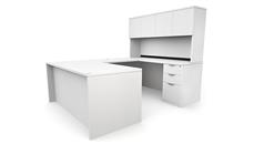 U Shaped Desks Office Source Furniture 66in x 89in Double Pedestal U-Desk with 4 Door Hutch 