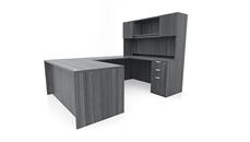 U Shaped Desks Office Source Furniture 71" x 96" Double Pedestal U-Desk with Door Hutch (71"x30" Desk, 42"x24" Bridge)