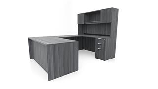 U Shaped Desks Office Source Furniture 60in x 96in Double Pedestal U-Desk with Door Hutch