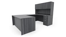 U Shaped Desks Office Source Furniture 71" x 96" Double Pedestal U-Desk with 4 Door Hutch (71"x30" Desk, 42"x24" Bridge)