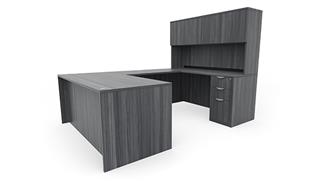 U Shaped Desks Office Source Furniture 66in x 96in Double Pedestal U-Desk with 4 Door Hutch 
