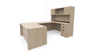 U Shaped Desks Office Source Furniture 66in x 101in Double Pedestal U-Desk with Door Hutch 