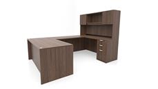 U Shaped Desks Office Source Furniture 60" x 101" Double Pedestal U-Desk with Door Hutch (60"x30" Desk, 47"x24" Bridge)