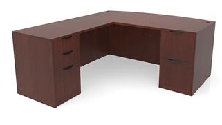 L Shaped Desks Office Source Furniture 72in x 72in Bow Front Double Pedestal L-Shaped Desk