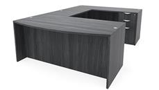 U Shaped Desks Office Source Furniture 66" x 101" Bow Front Double Pedestal U Shaped Desk