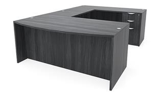 U Shaped Desks Office Source Furniture 66in x 101in Bow Front Double Pedestal U-Shaped Desk