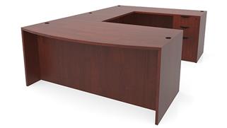 U Shaped Desks Office Source Furniture 66in x 106in Bow Front Double Pedestal U-Shaped Desk