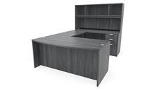U Shaped Desks Office Source Furniture 66" x 94" Bow Front Double Pedestal U Shaped Desk with Hutch