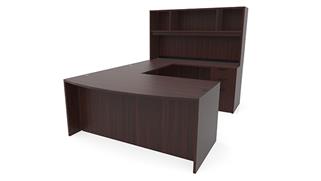 U Shaped Desks Office Source Furniture 72in x 107in Bow Front Double Pedestal U-Shaped Desk with Hutch