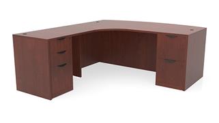 L Shaped Desks Office Source Furniture 72in x 83in Curved Corner Double Pedestal Bow Front L-Desk