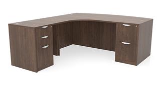 L Shaped Desks Office Source Furniture 72in x 78in Curved Corner Double Pedestal Bow Front L-Desk