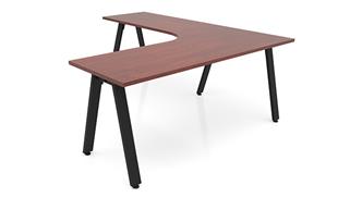 L Shaped Desks Office Source Furniture 72in x 84in Metal A-Leg Curve Corner Desk