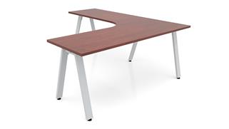 L Shaped Desks Office Source Furniture 72in x 78in Metal A-Leg Curve Corner Desk